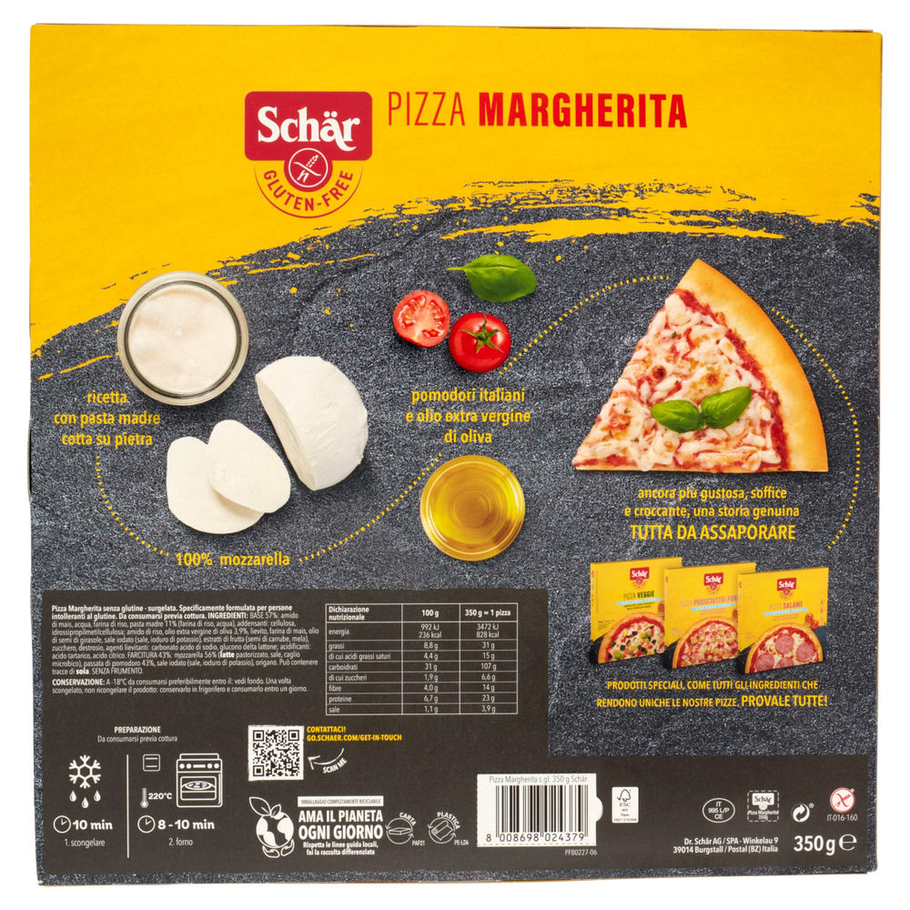 PIZZA MARGHERITA SENZA GLUTINE SCHAR SCATOLA G 350 - 1