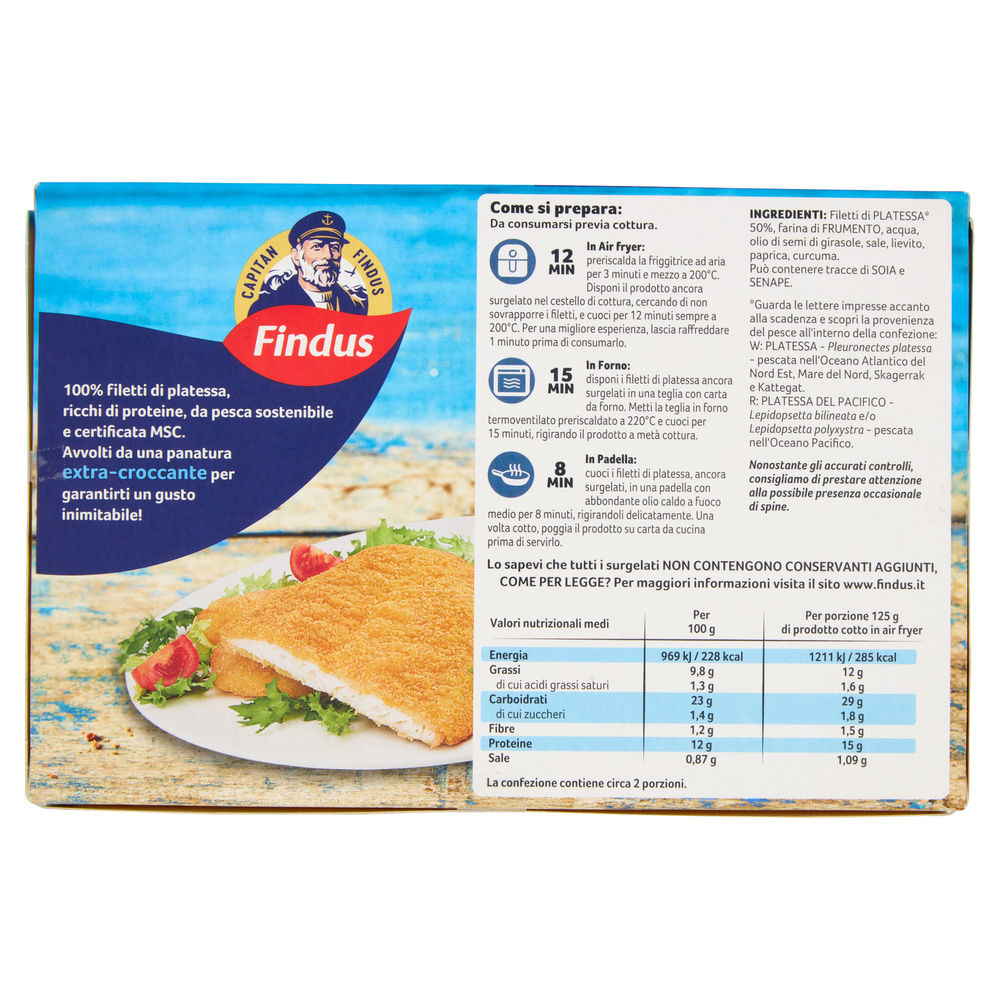 FILETTI DI PLATESSA IMPANATA CAPITAN FINDUS SCATOLA G 250 - 2