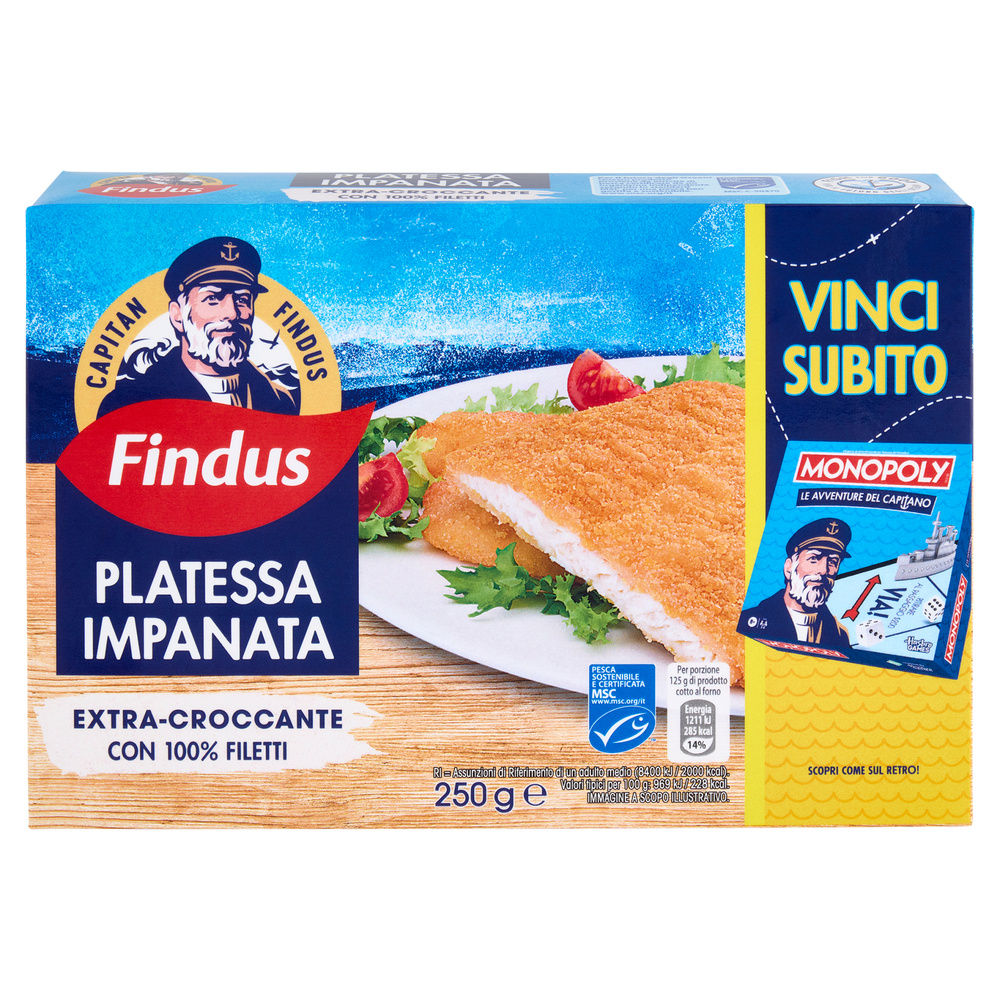 FILETTI DI PLATESSA IMPANATA CAPITAN FINDUS SCATOLA G 250 - 10