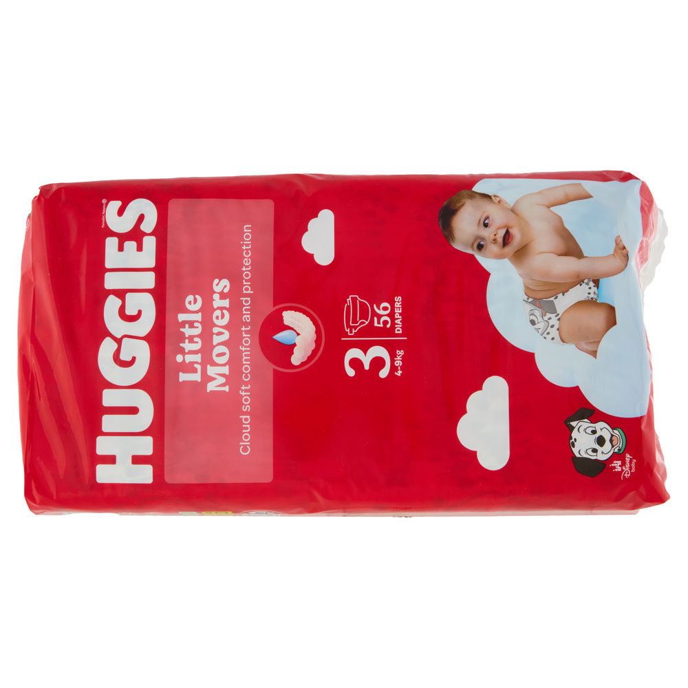 PANNOLINI HUGGIES LITTLE MOVERS TG.3 KG 4-9 PZ 56 - 1