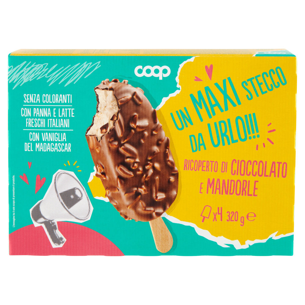 MAXI STECCO RICOPERTO DI CIOCCOLATO E MANDORLE COOP SCATOLA PZ 4 G 320 - 2