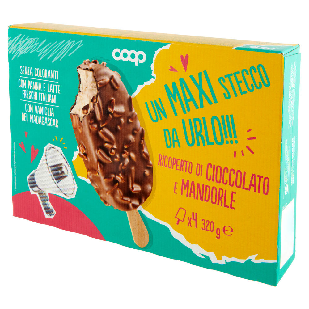 MAXI STECCO RICOPERTO DI CIOCCOLATO E MANDORLE COOP SCATOLA PZ 4 G 320 - 8