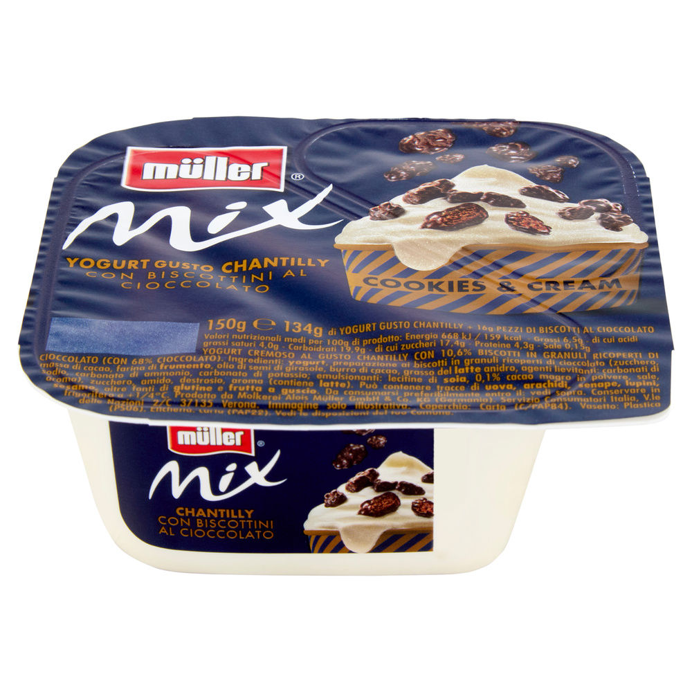 MIX COOKIES & CREAM CHANTILLY CON BISCOTTINI AL CIOCCOLATO MULLER G 150 - 2
