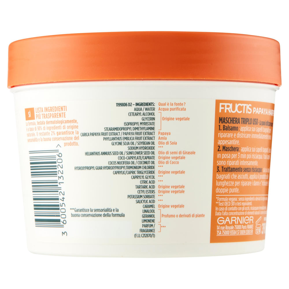 MASCHERA GARNIER FRUCTIS HAIR FOOD PAPAYA ML 390 - 1