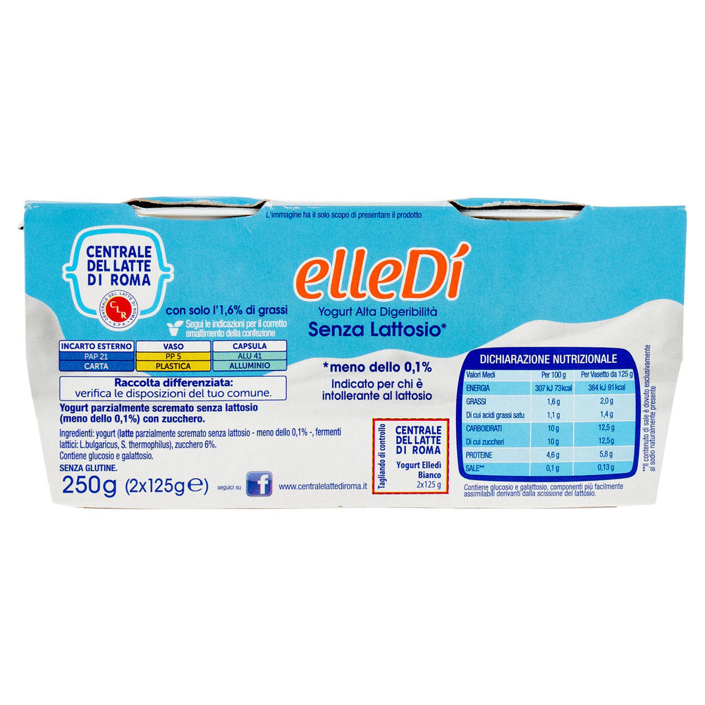 YOGURT ELLEDI' BIANCO 125GX2 CENTRALE DEL LATTE DI ROMA - 1