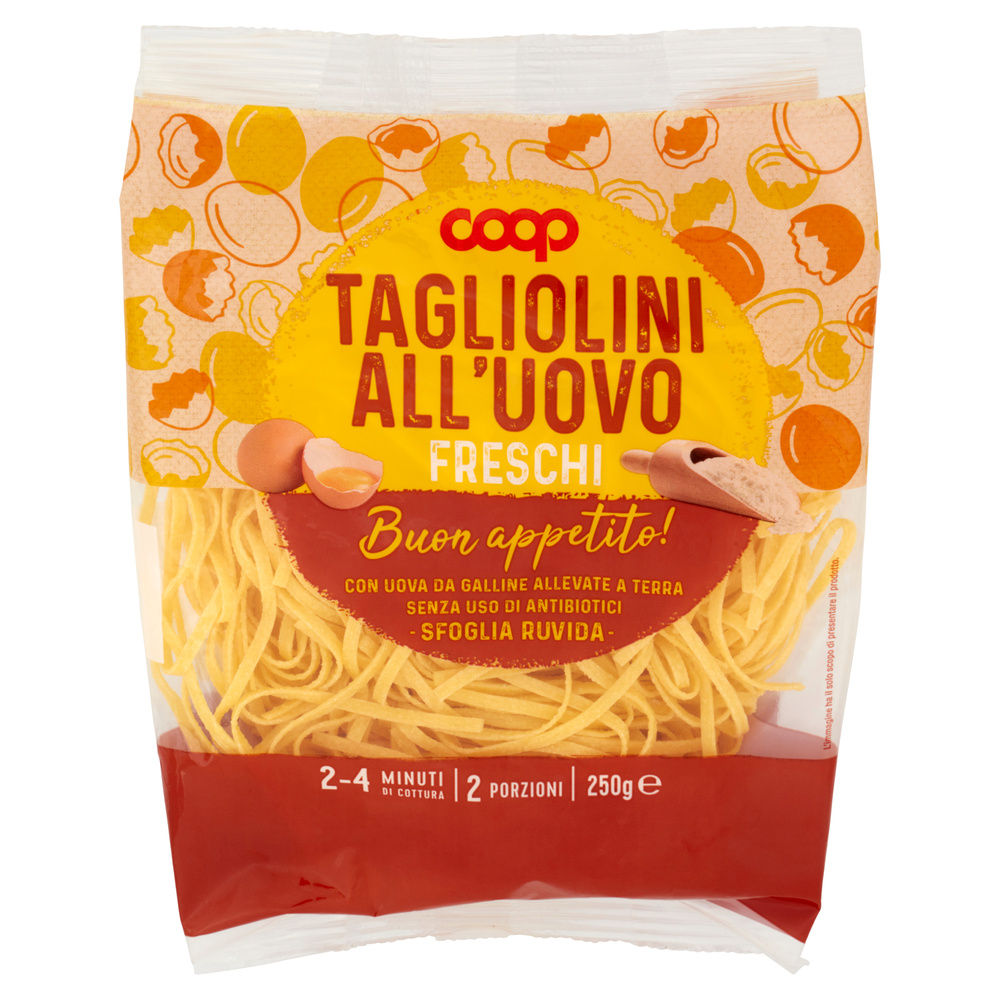 TAGLIOLINI FRESCHI CON UOVA GALLINE ALLEVATE SENZA ANTIBIOTICI COOP G 250 - 4