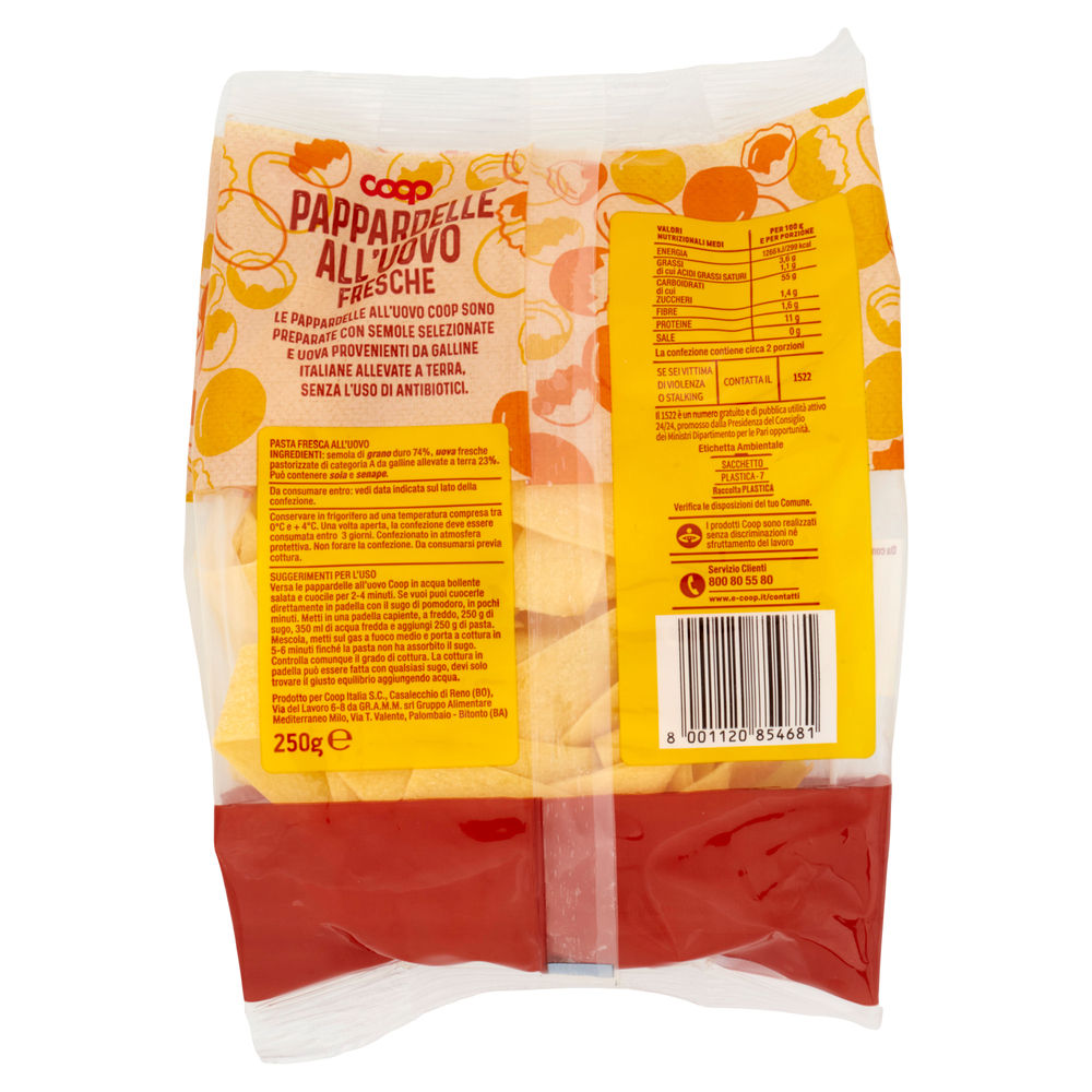 PAPPARDELLE FRESCHE CON UOVA DA GALLINE ALLEVATE SENZA ANTIBIOTICI COOP G 250 - 1