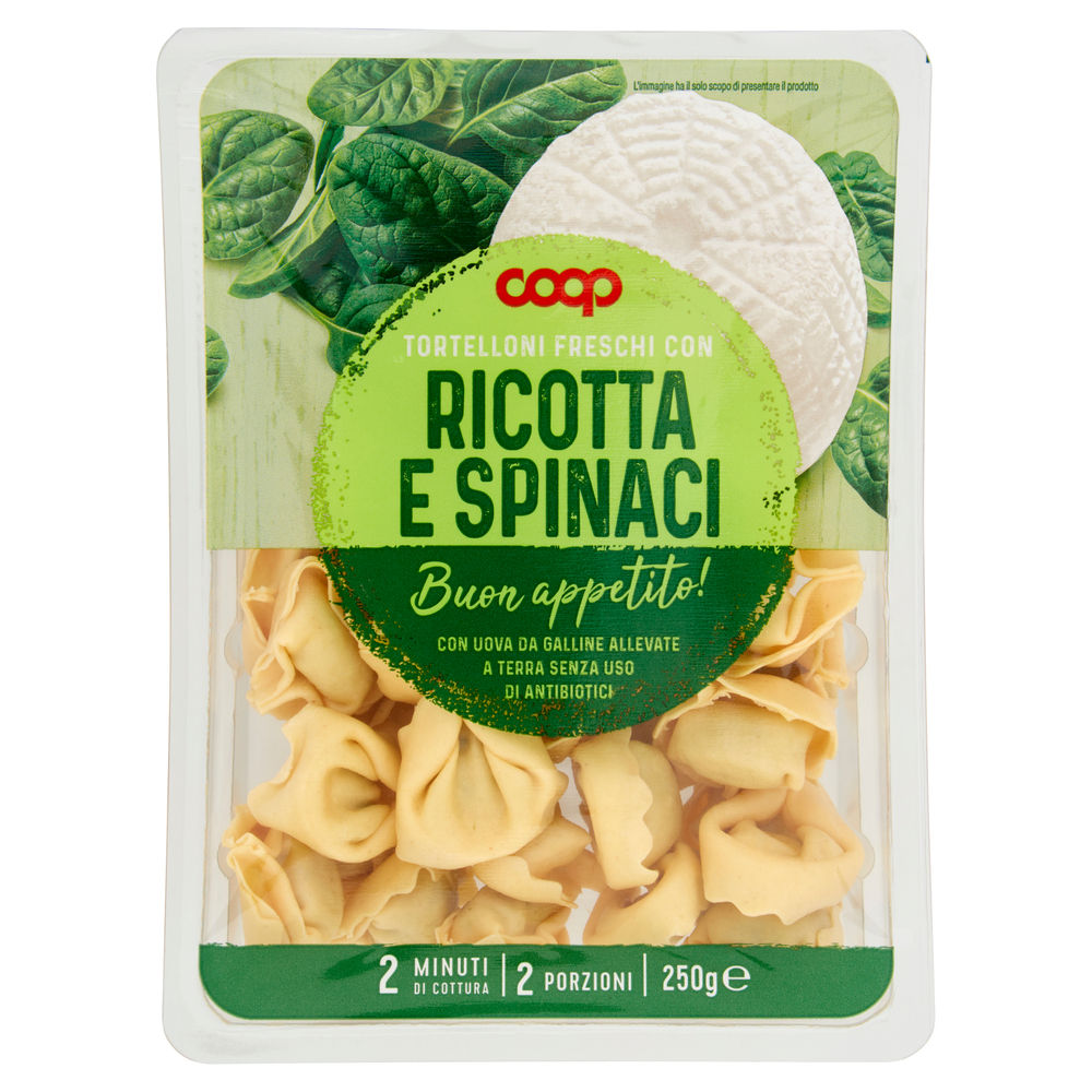 TORTELLONI FRESCHI RICOTTA SPINACI CON UOVA GALLINE ALLEVATE S/ANTIB. COOP G 250 - 1