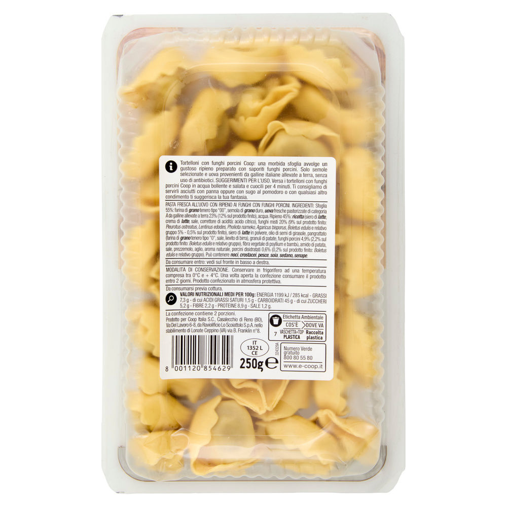 TORTELLONI FRESCHI FUNGHI PORCINI CON UOVA GALLINE ALLEVATE S/ANTIB. COOP G 250 - 3