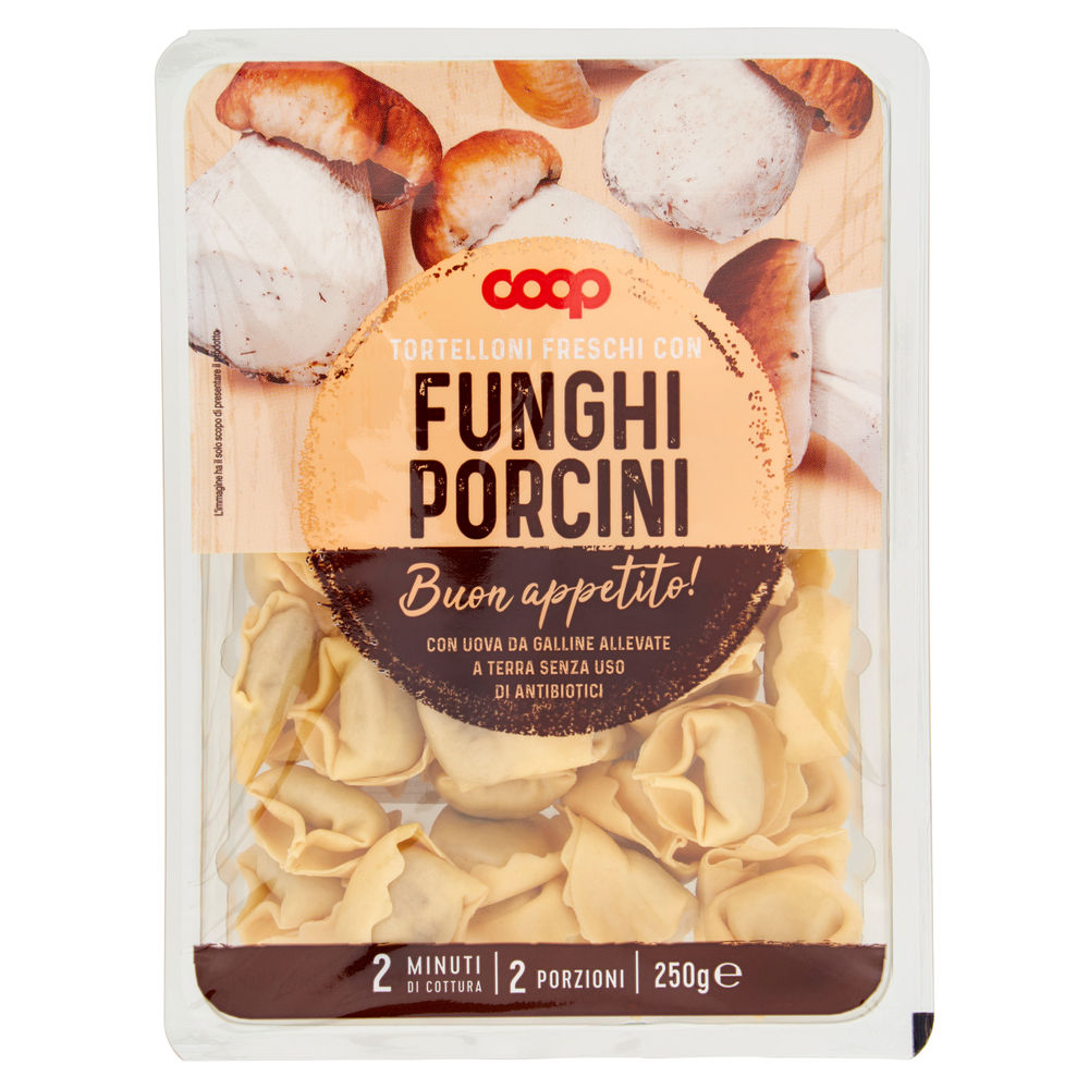 TORTELLONI FRESCHI FUNGHI PORCINI CON UOVA GALLINE ALLEVATE S/ANTIB. COOP G 250 - 1