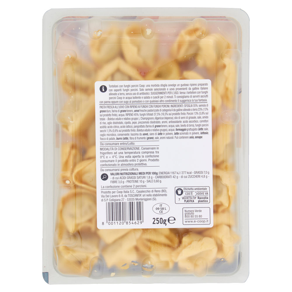 TORTELLONI FRESCHI FUNGHI PORCINI CON UOVA GALLINE ALLEVATE S/ANTIB. COOP G 250 - 2