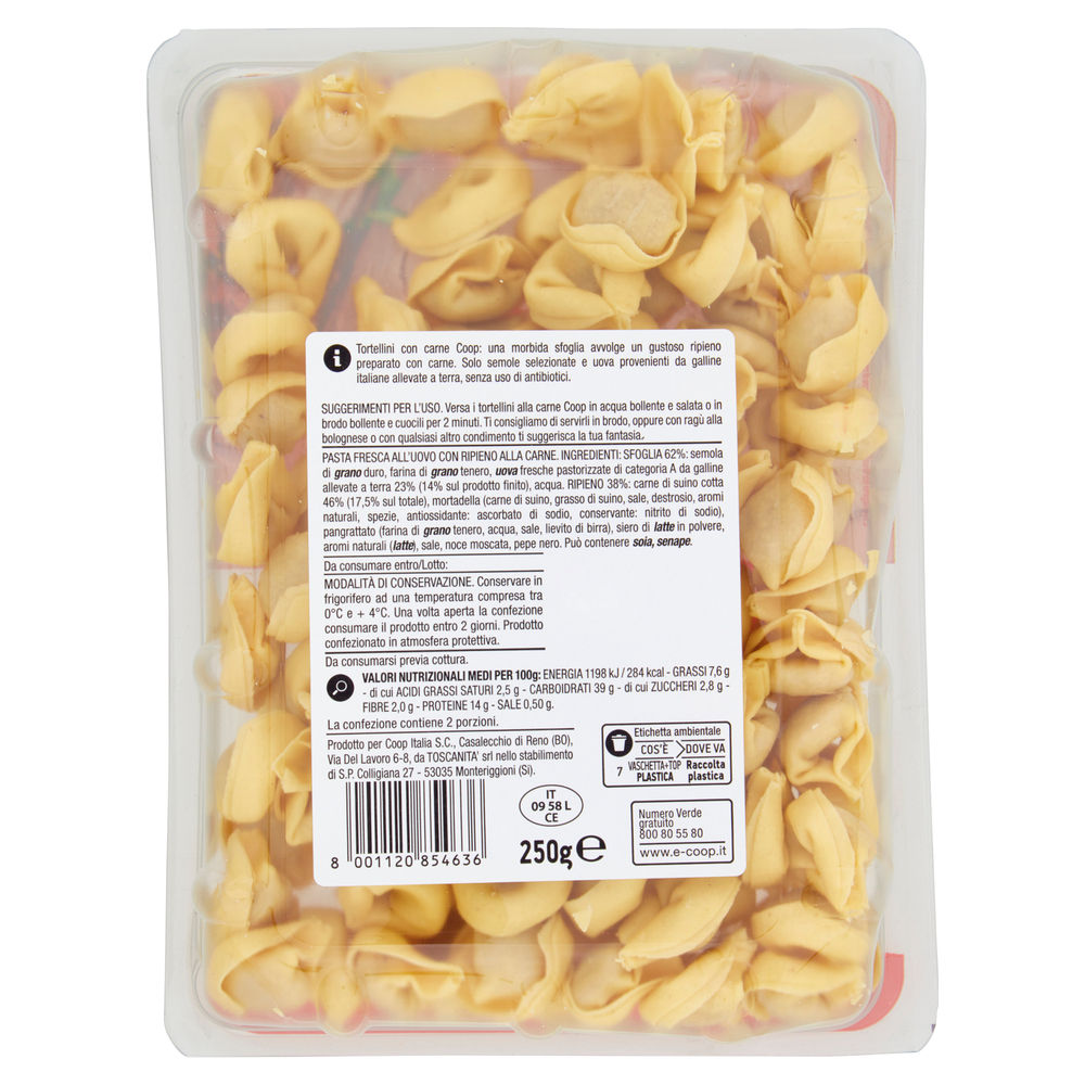 TORTELLINI FRESCHI CARNE CON UOVA GALLINE ALLEVATE S/ANTIB. COOP G 250 - 2