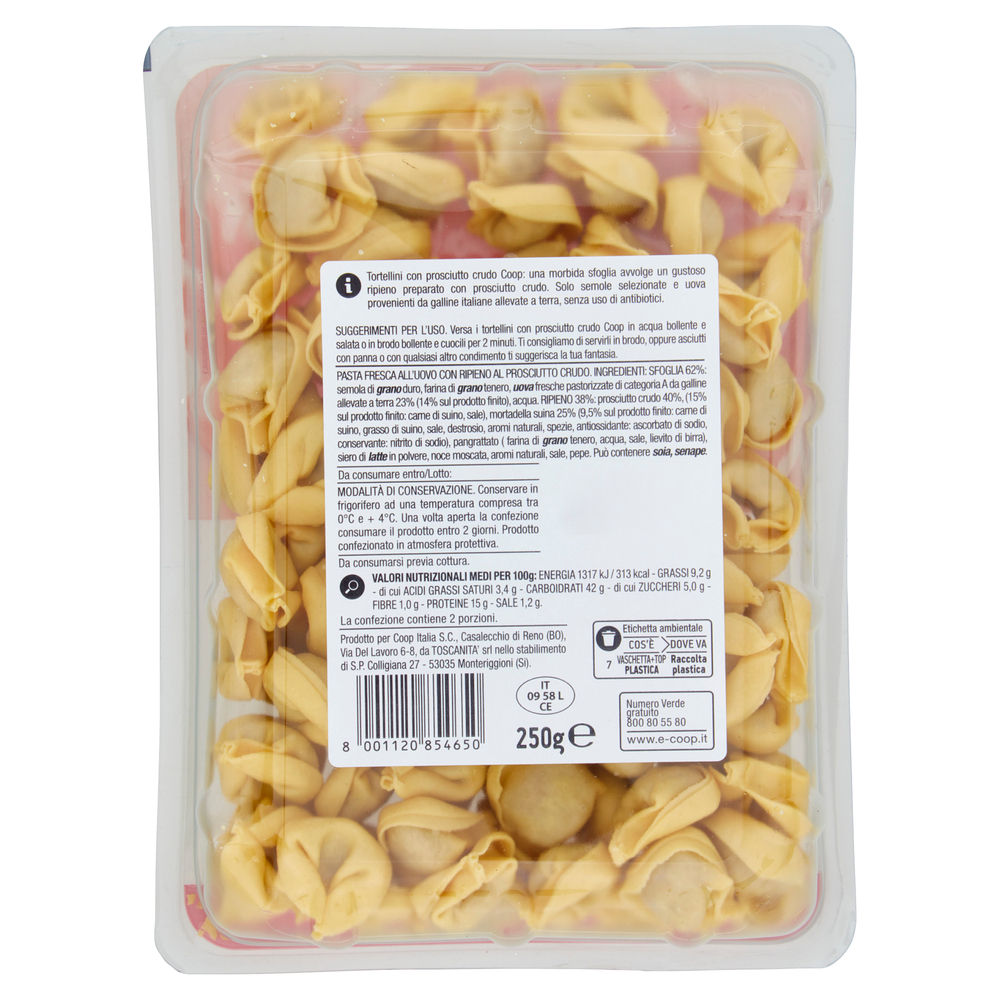 TORTELLINI FRESCHI PROSCIUTTO CRUDO UOVA DA GALLINE ALLEVATE S/ANTIB. COOP G 250 - 2