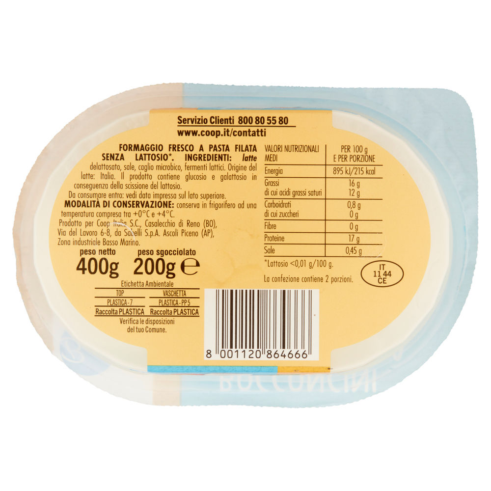 BOCCONCINI DI MOZZARELLA SENZA LATTOSIO BENESI' COOP G 400 SGOCC. G 200 - 1