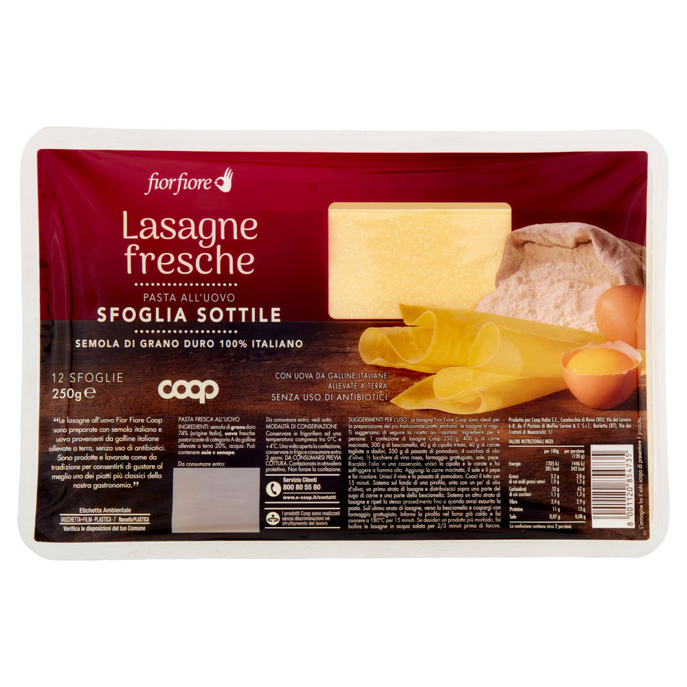 PASTA FRESCA LASAGNE SFOG.SOTT.UOVA GALLINE ALL.TERRA S/ANT FIORFIORE COOP G 250 - 3