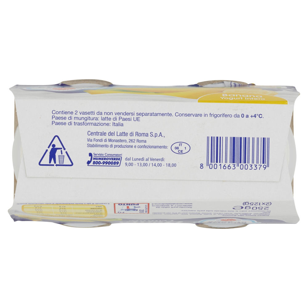 YOGURT INTERO BANANA  2X125G CENTRALE DEL LATTE DI ROMA - 6