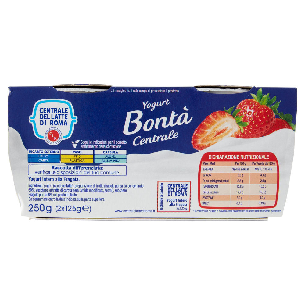 YOGURT INTERO FRAGOLA 2X125G CENTRALE DEL LATTE DI ROMA - 1