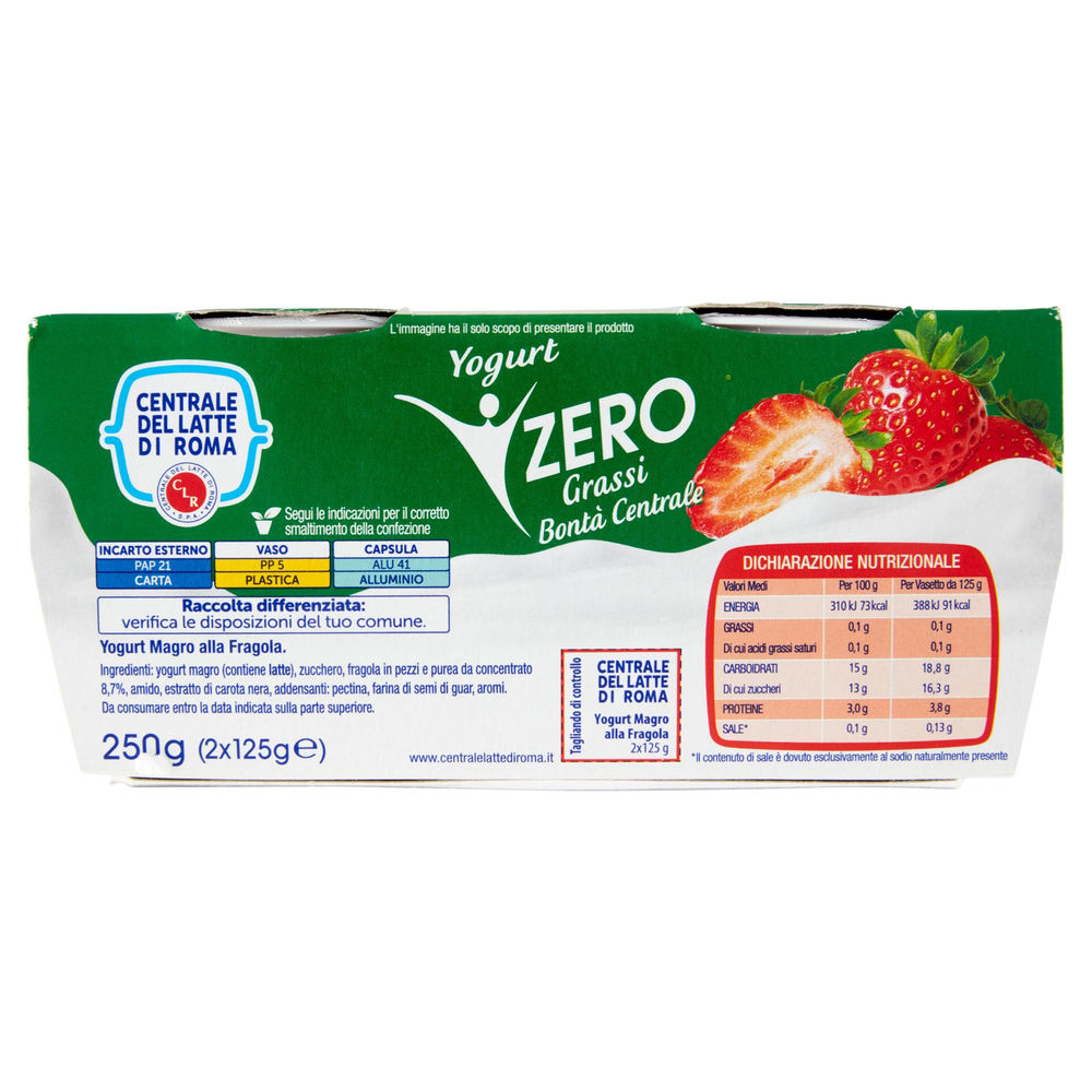 YOGURT MAGRO FRAGOLA 2X125G CENTRALE DEL LATTE DI ROMA - 1