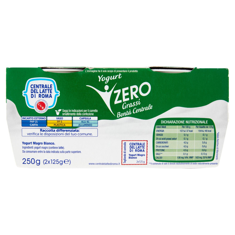 YOGURT MAGRO NATURALE 2X125G CENTRALE DEL LATTE DI ROMA - 1
