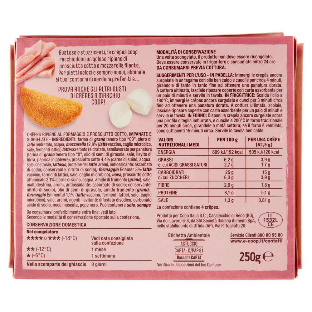 CREPES PROSCIUTTO E MOZZARELLA COOP PZ4 SURG. G 250 - 1