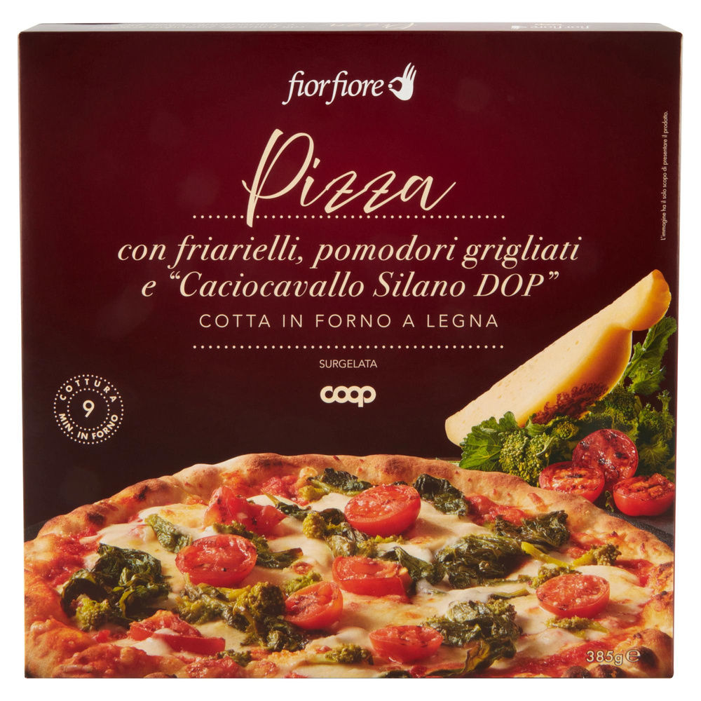 PIZZA FRIARIELLI POMODORI GRIGL. E"CACIOC. SILANO DOP" FIORFIORE COOP SURG.G 385 - 2