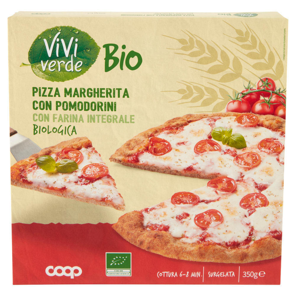 PIZZA MARGHERITA BIO IMPASTO INTEGRALE E POMODORINI VIVI VERDE COOP SURG. G 350 - 2