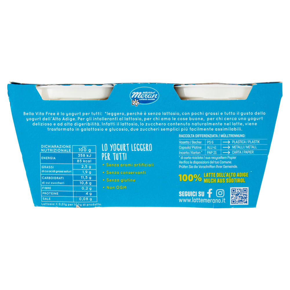 YOGURT BELLA VITA FREE SENZA LATTOSIO COCCO 2X125G - 1