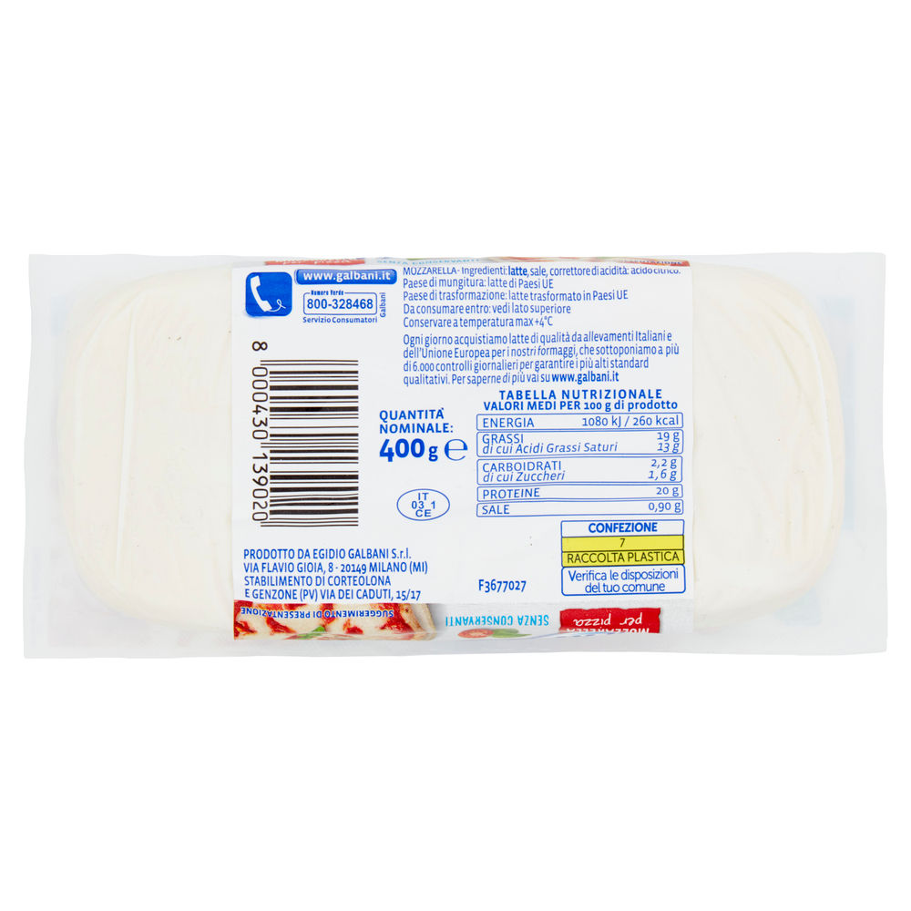 MOZZARELLA PER PIZZA SANTA LUCIA GALBANI G400 - 1