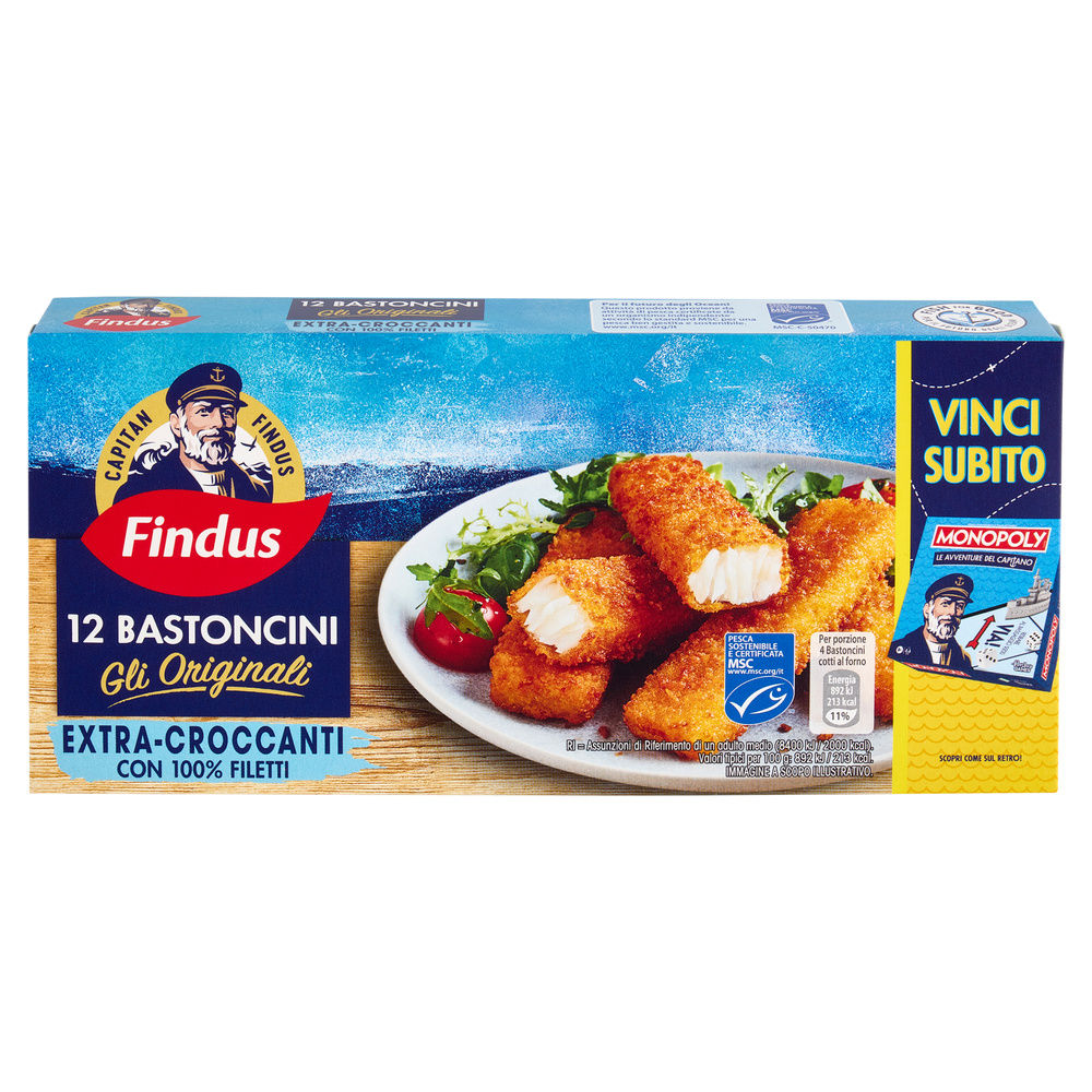 12 BASTONCINI DI FILETTI DI MERLUZZO CAPITAN FINDUS SCATOLA G 300 - 10