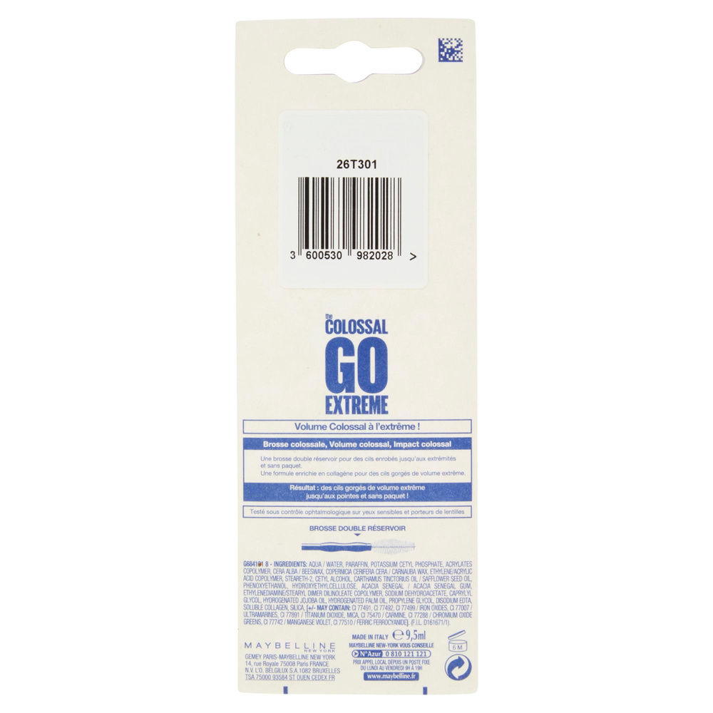 MASCARA MAYBELLINE COLOSSAL GO EXTREME BLISTER VERY BLACK - 1