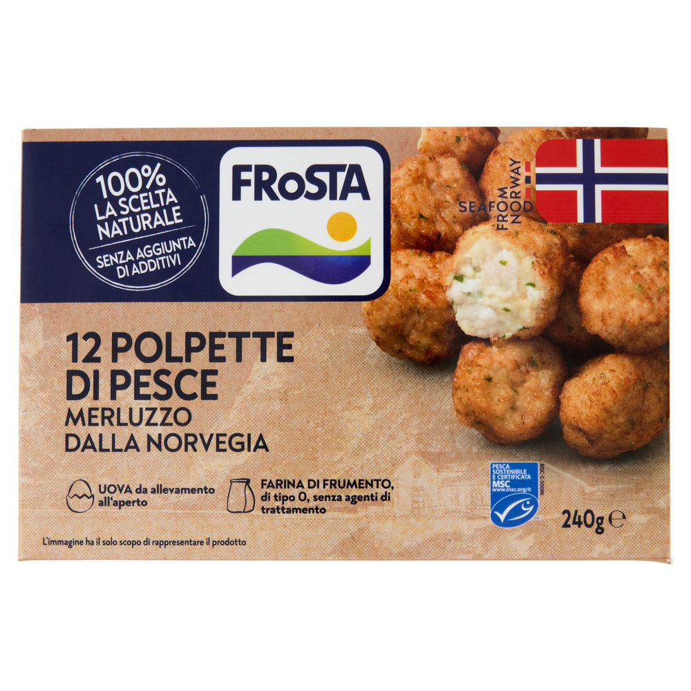 POLPETTE DI MERLUZZO DELLA NORVEGIA MSC FROSTA SCATOLA G 240 - 0