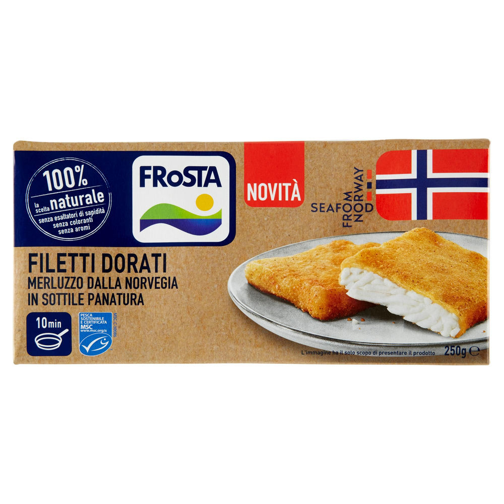 FILETTI DI MERLUZZO DELLA NORVEGIA DORATI MSC FROSTA SCATOLA G 250 - 0