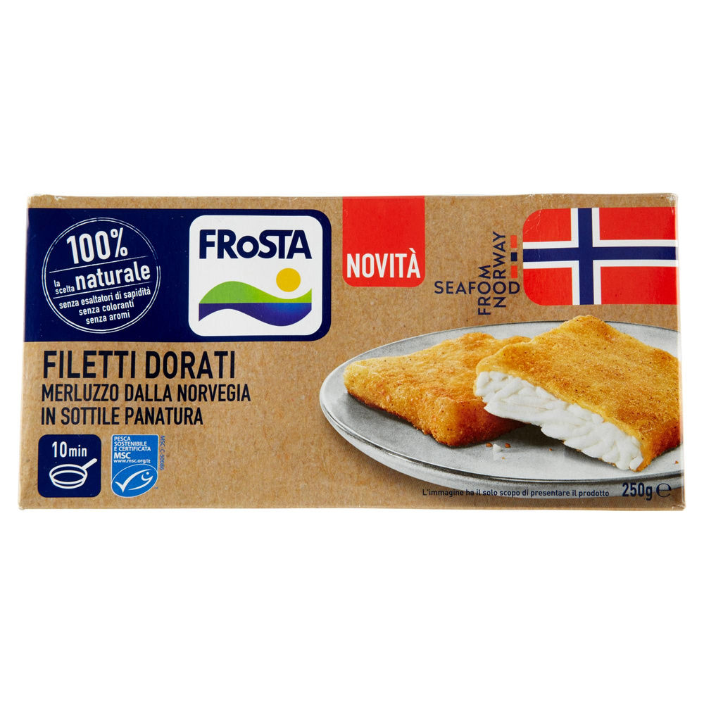 FILETTI DI MERLUZZO DELLA NORVEGIA DORATI MSC FROSTA SCATOLA G 250 - 2