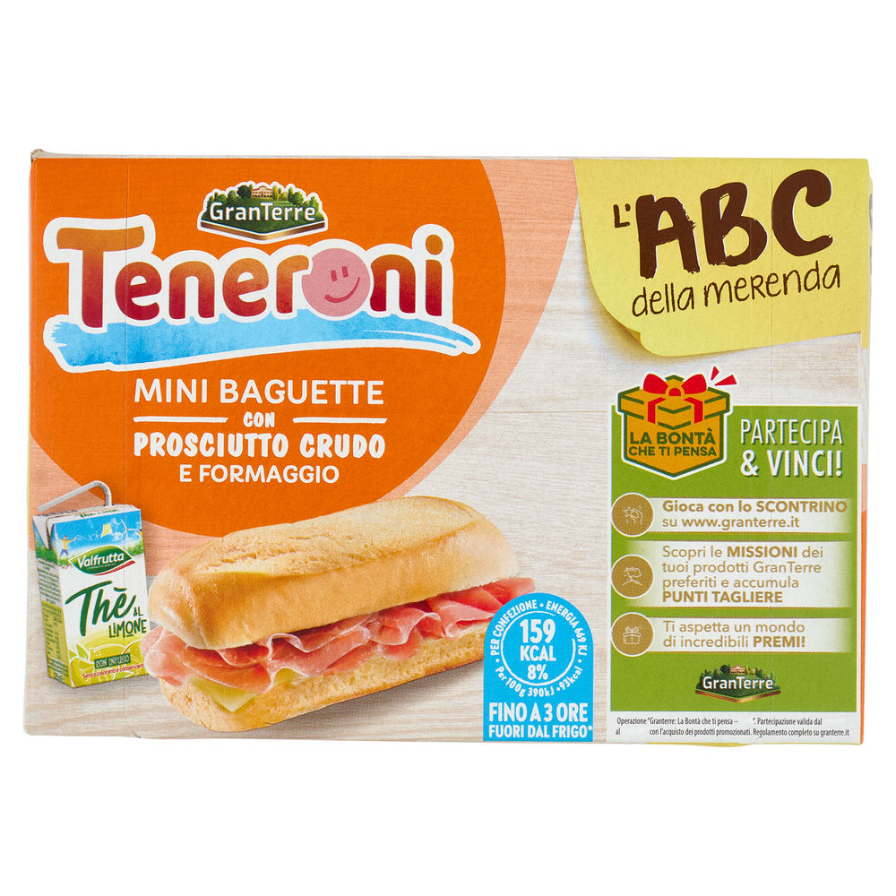 MERENDA TENERONI PANINO PROSCIUTTO CRUDO E FORMAGGIO CON THE' AL LIMONE - 0