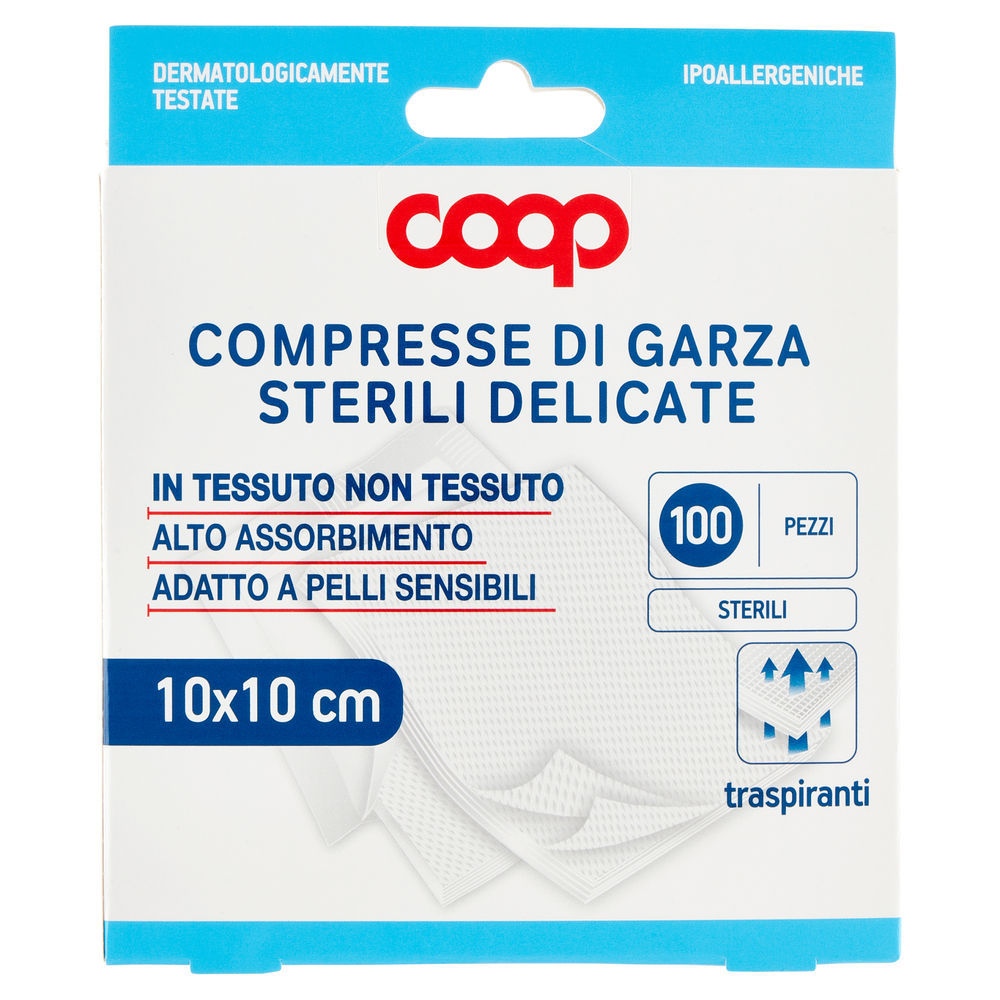 Compresse garza sterile delicate tnt 10x10cm coop pz 100