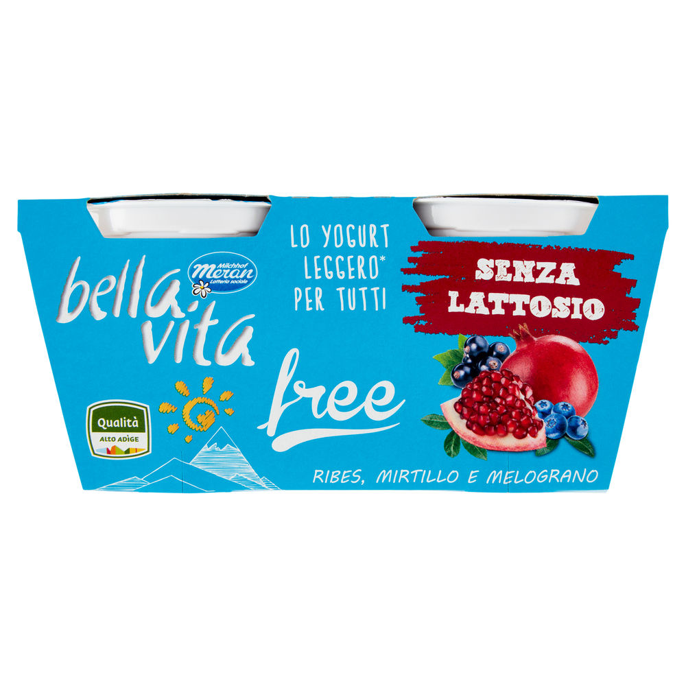 YOGURT BELLA VITA FREE SENZA LATTOSIO RIBES MIRTILLO MELOGRANO G  125X2 - 0