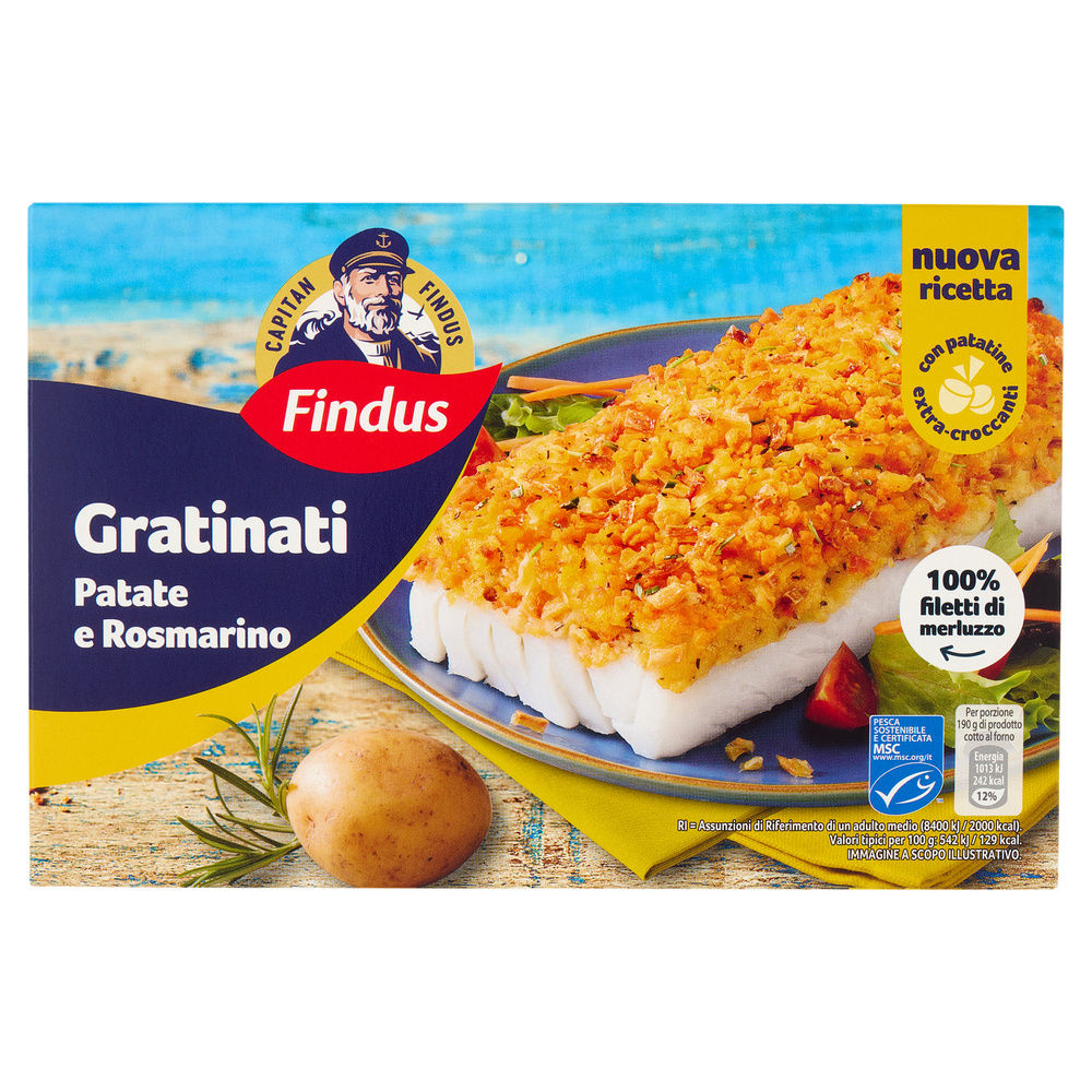 MERLUZZO D'ALASKA CON PATATE E ROSM MSC I GRATINATI CAPITAN FINDUS CT G380 - 0