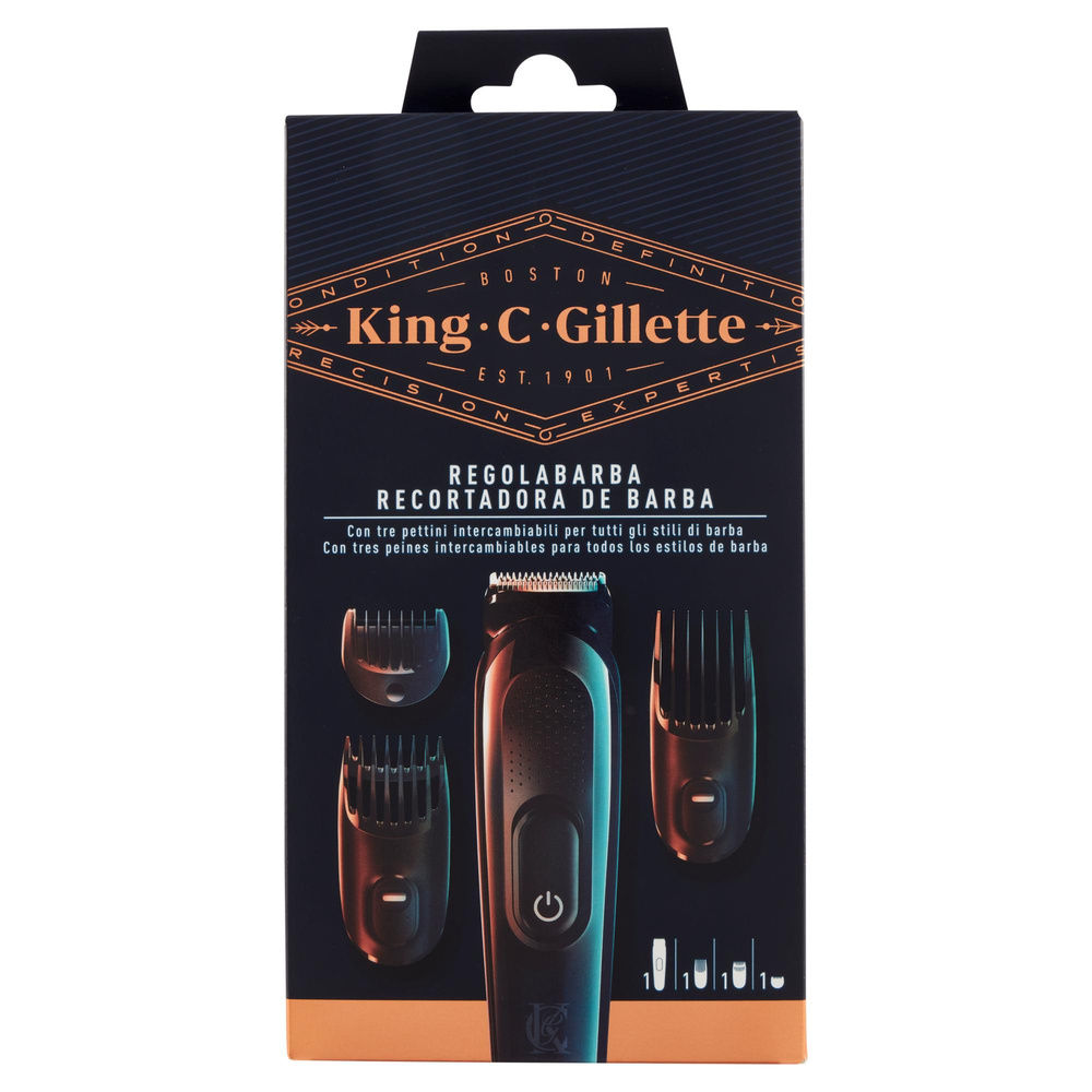 REGOLABARBA GILLETTE KING C. CON 3 PETTINI INTERCAMBIABILI PZ.1 - 2