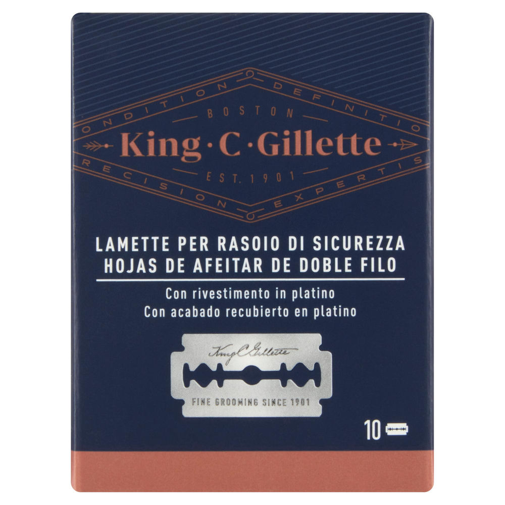 RICARICHE LAME PER RASOIO DI SICUREZZA KING C GILLETTE RIVESTIM.PLATINO PZ.10 - 0