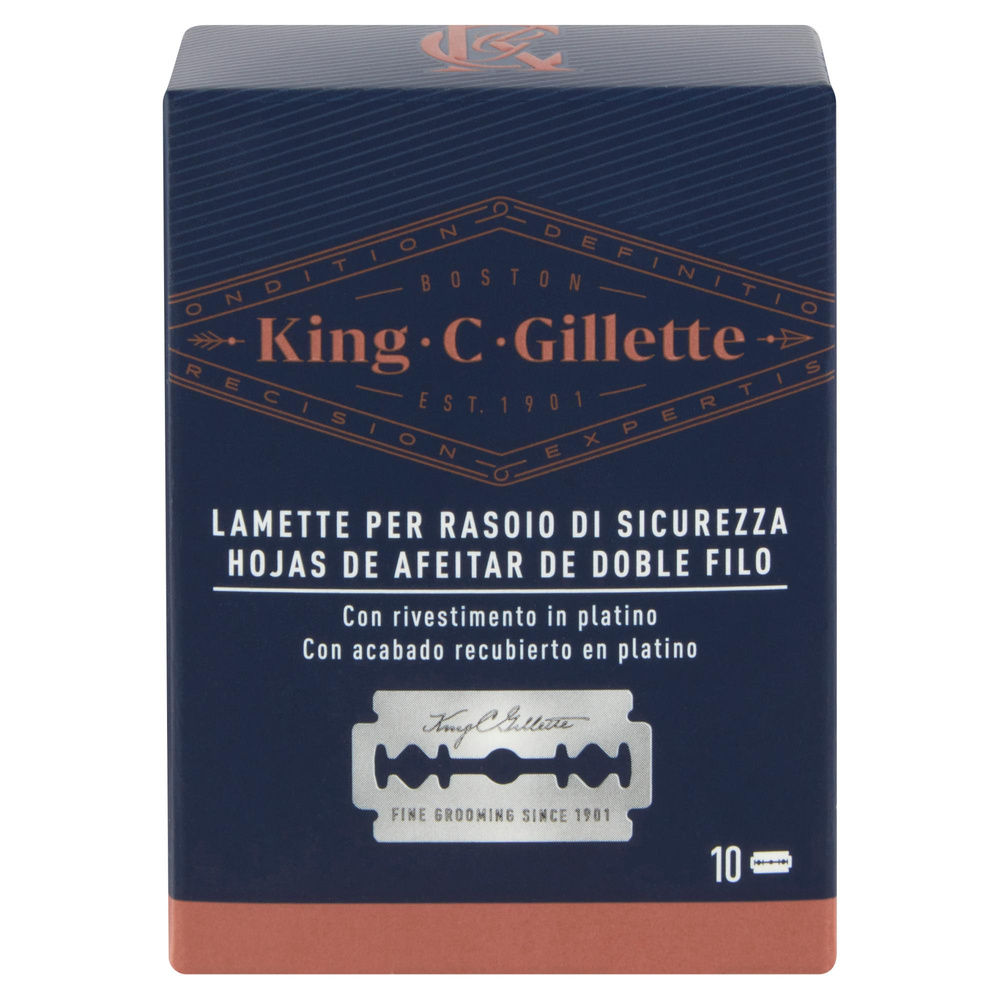 RICARICHE LAME PER RASOIO DI SICUREZZA KING C GILLETTE RIVESTIM.PLATINO PZ.10 - 6