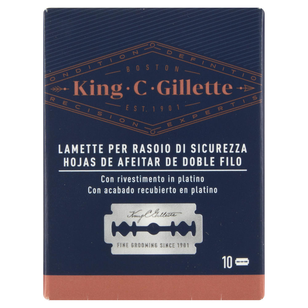 RICARICHE LAME PER RASOIO DI SICUREZZA KING C GILLETTE RIVESTIM.PLATINO PZ.10 - 2