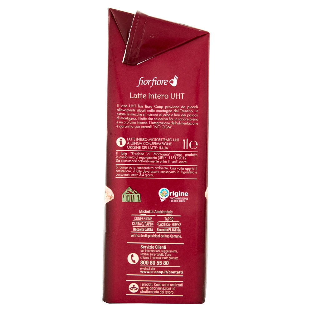 LATTE INTERO UHT DI MONTAGNA 100% ITALIANO FIOR FIORE COOP BRICK L 1 - 8