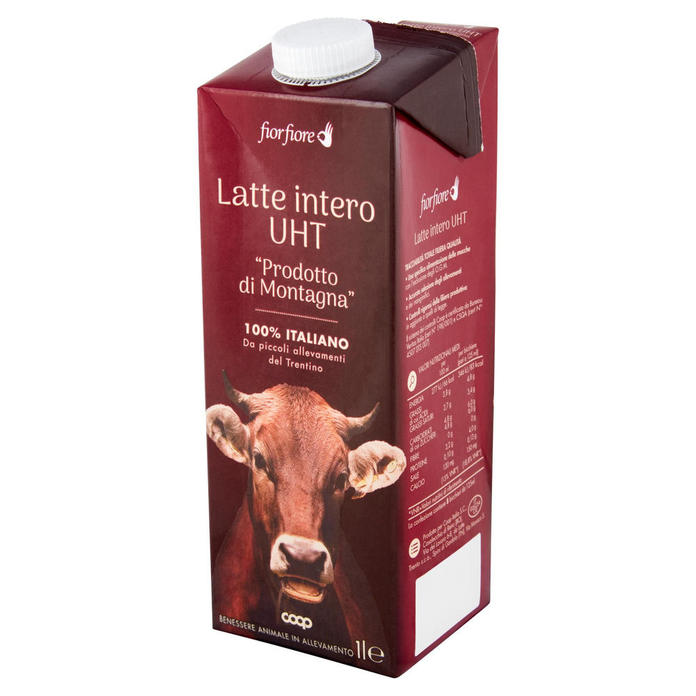 LATTE INTERO UHT DI MONTAGNA 100% ITALIANO FIOR FIORE COOP BRICK L 1 - 2