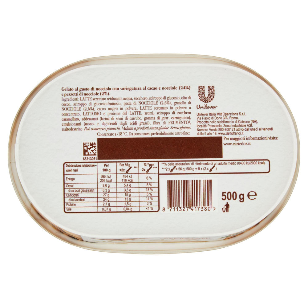 CARTE D'OR AFFOGATO NOCCIOLATO ALGIDA VASCHETTA COMPOSTABILE G 500 - 1