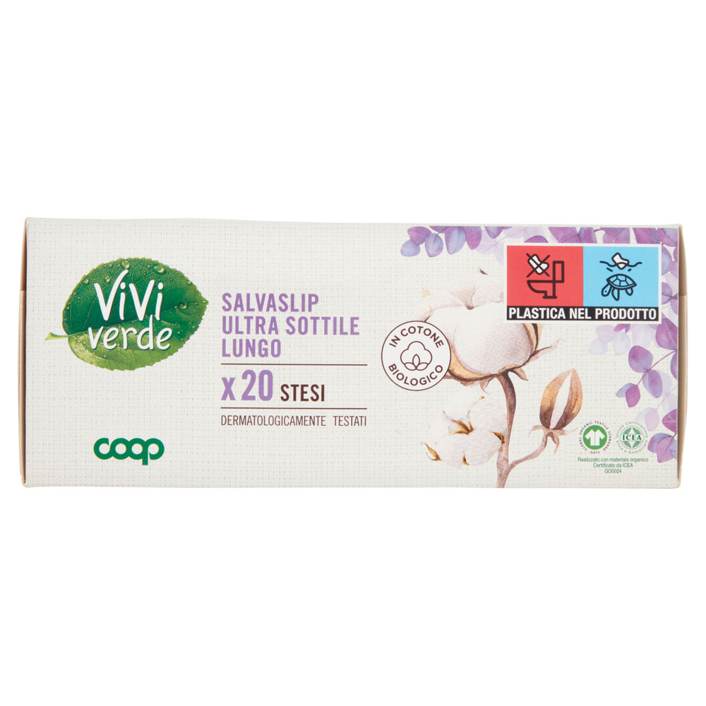 SALVASLIP ULTRA SOTTILE COTONE BIO LUNGO VIVI VERDE COOP PZ. 20 - 0