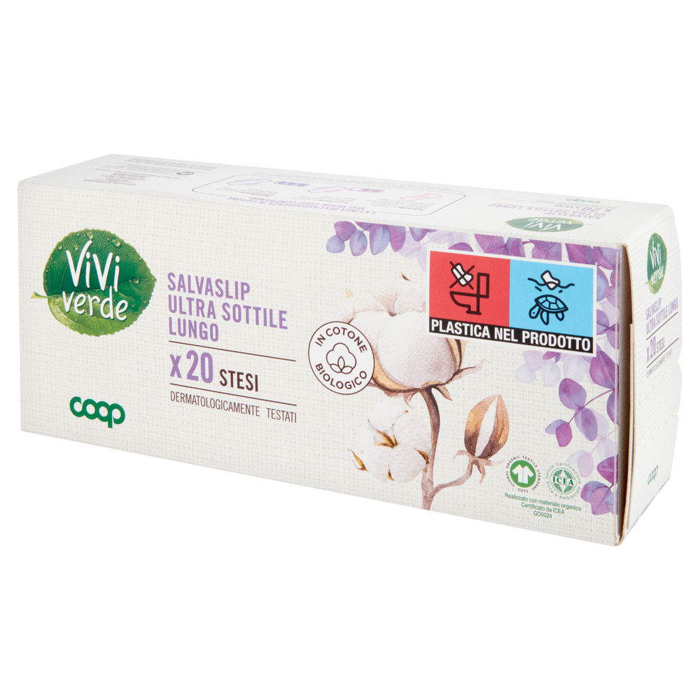 SALVASLIP ULTRA SOTTILE COTONE BIO LUNGO VIVI VERDE COOP PZ. 20 - 2