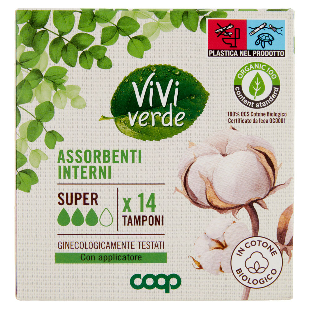 ASSORBENTI INTERNI COTONE BIO SUPER VIVI VERDE COOP PZ. 14 - 1