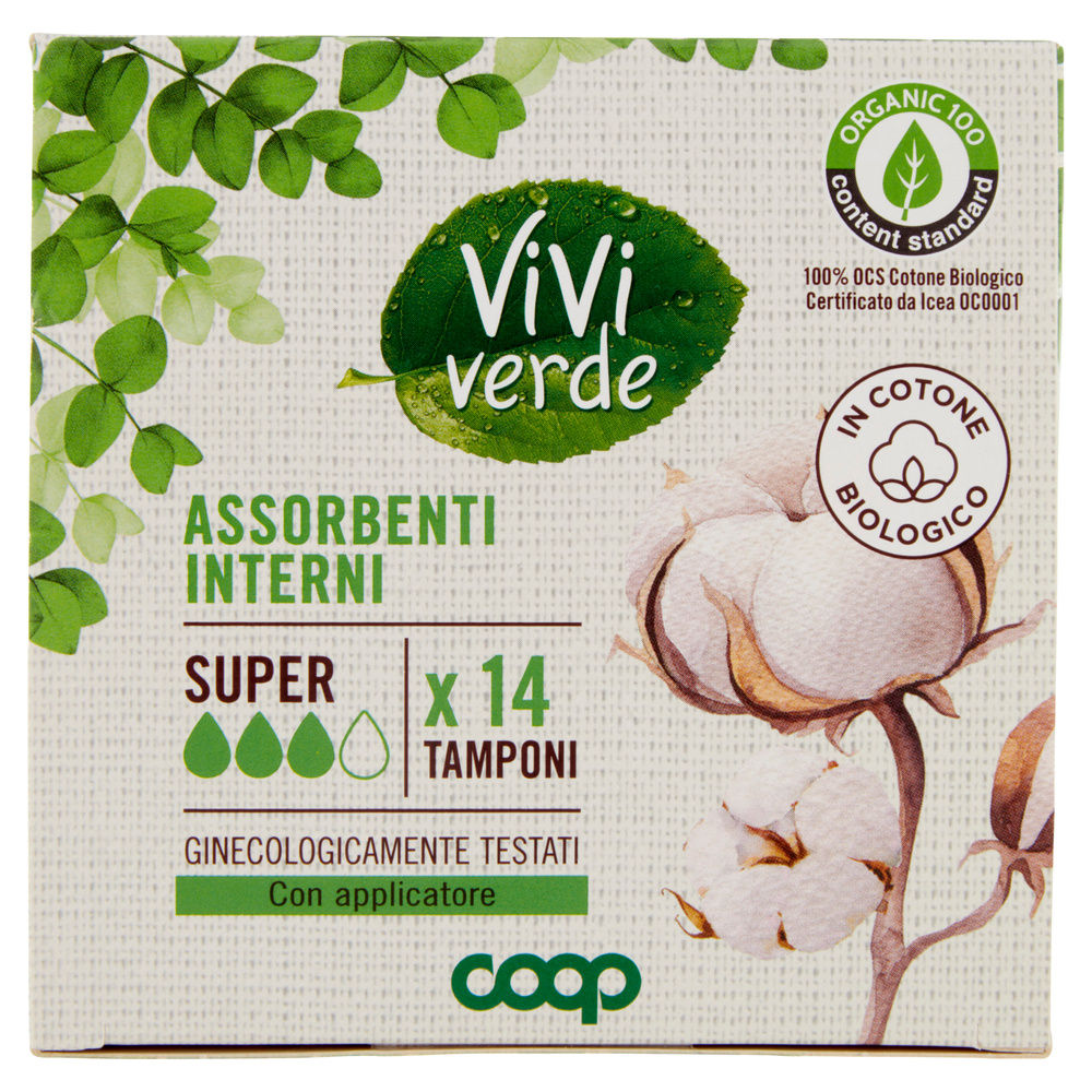 ASSORBENTI INTERNI COTONE BIO SUPER VIVI VERDE COOP PZ. 14 - 8