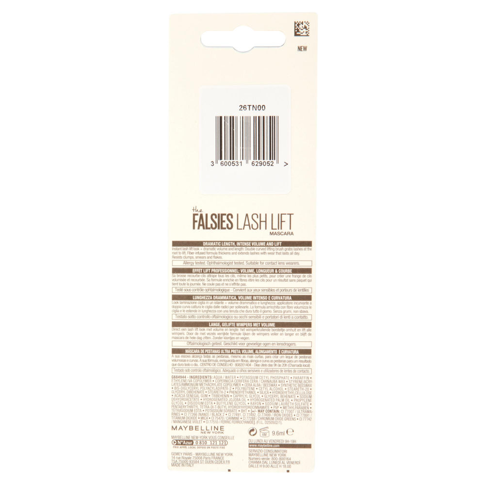 MASCARA FALSIES LASH LIFT EXTRA BLACK MAYBELLINE PZ 1 - 1