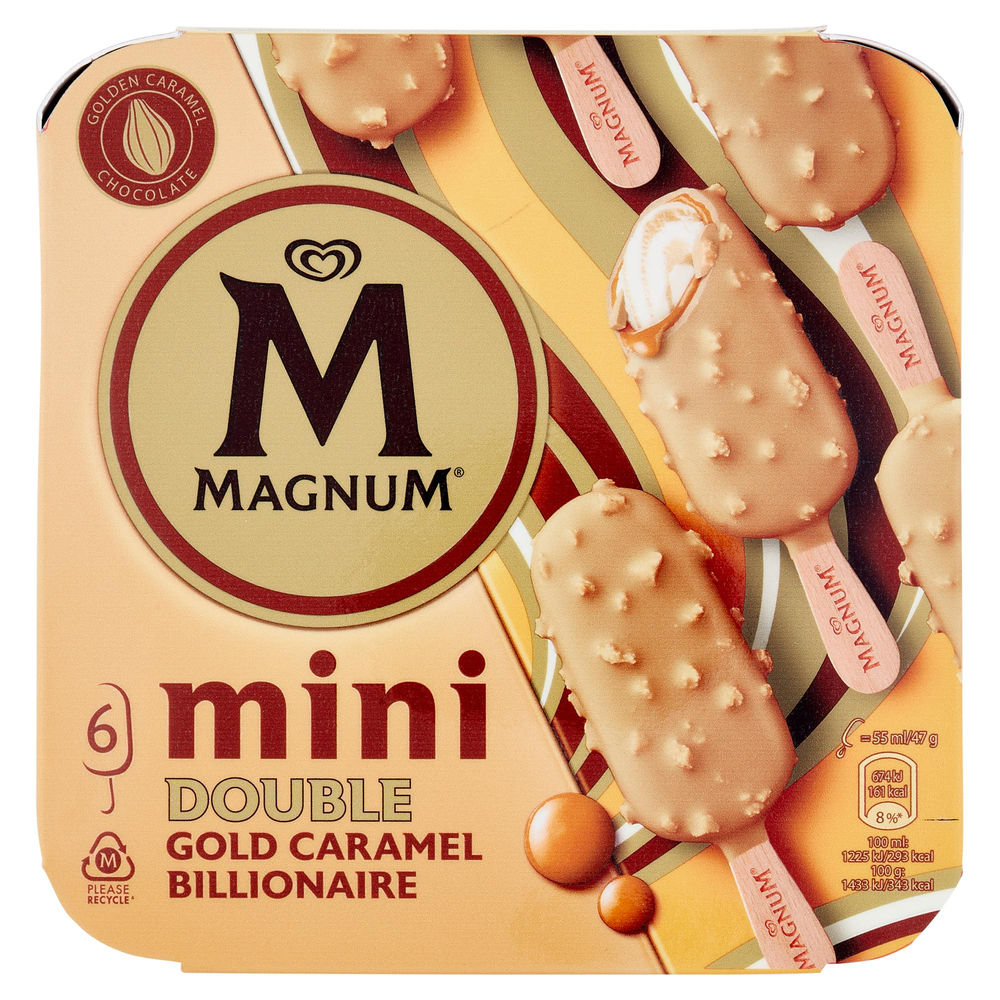 MAGNUM MINI DOUBLE GOLD CARAMEL BILLIONAIRE ALGIDA SCATOLA 6X282G - 0